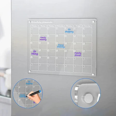 Magnetisk kalendertavle i akryl til køleskabet