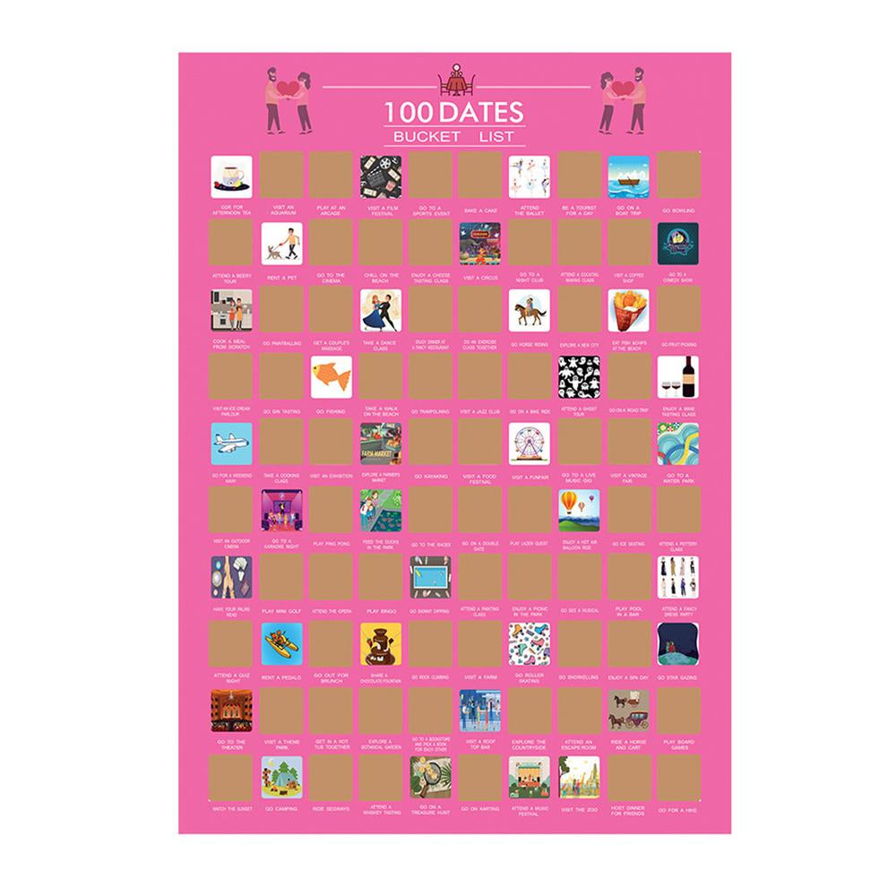 100 datoer Ideer Scratch off plakat