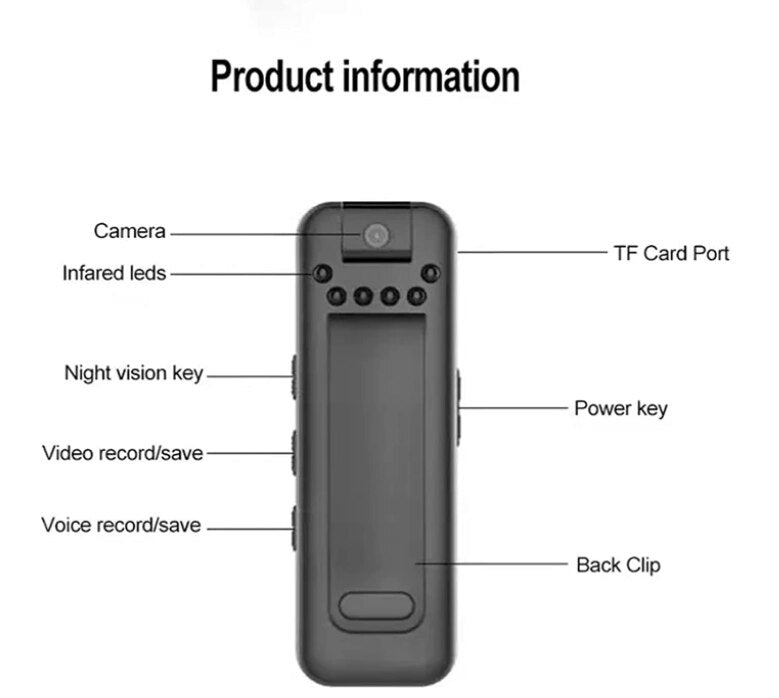 HD 1080P intelligent støjreduktionsoptagelsespen digitalkamera