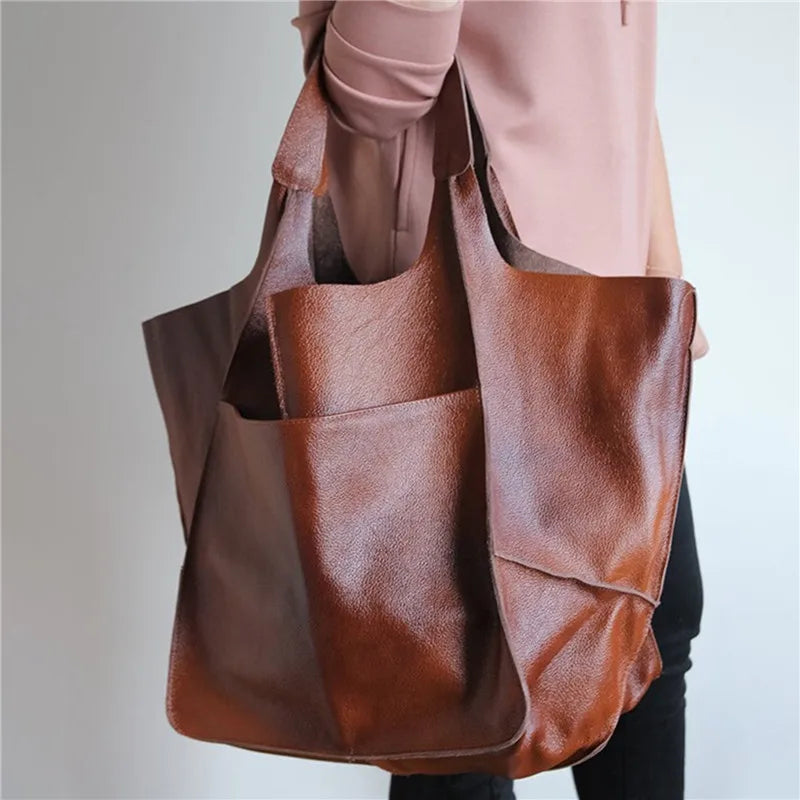 Håndtasker i læder med stor kapacitet til kvinder