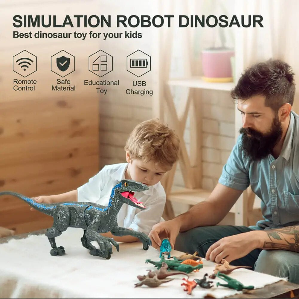 Fjernbetjent legetøj med gående dinosaurer