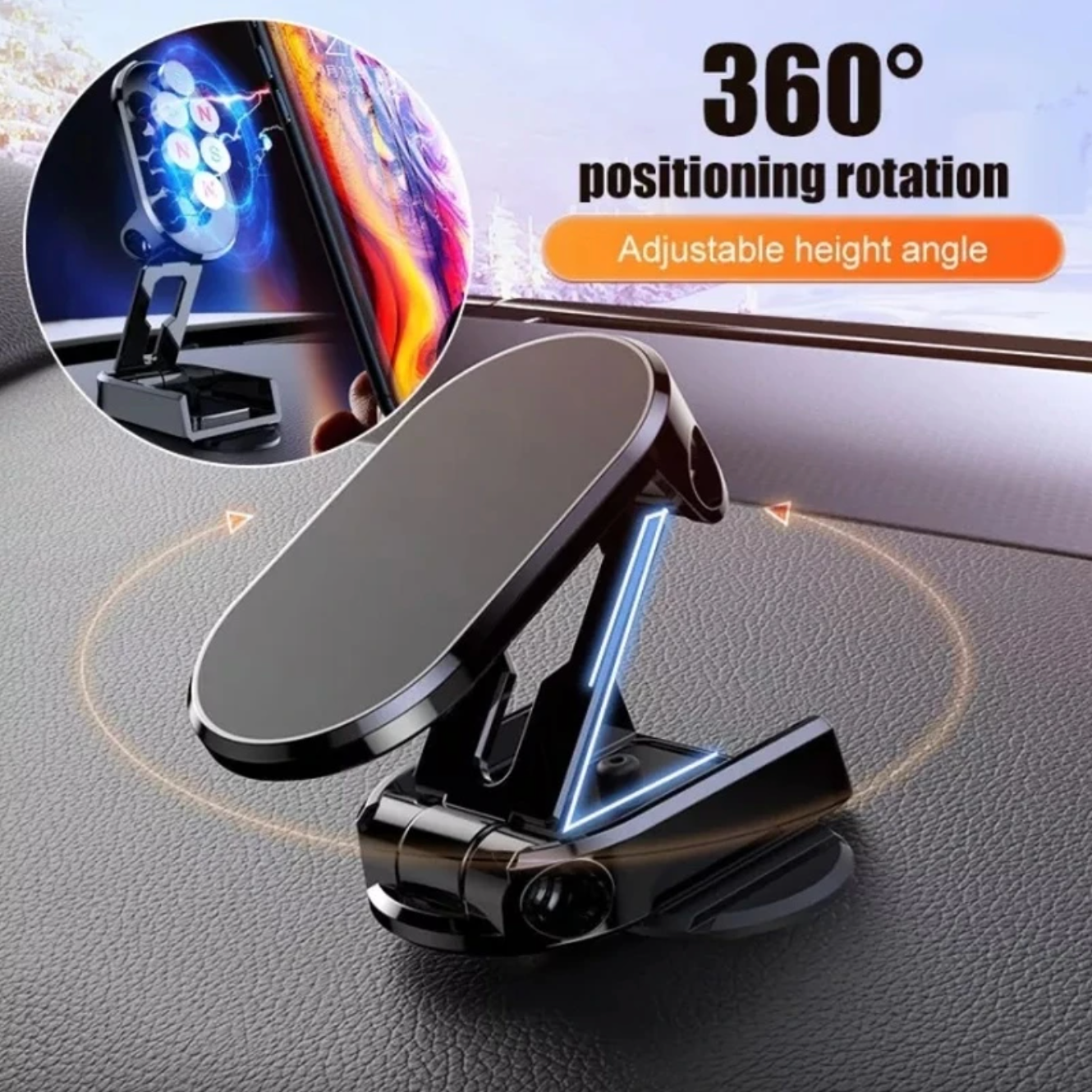 Metal foldbar biltelefonholder | 360° Rotation